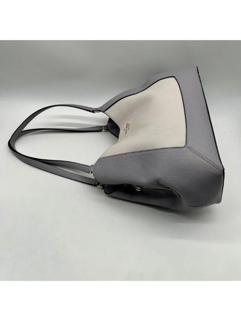 Kate Spade Gray And Cream Pebbled Leather Satchel Set